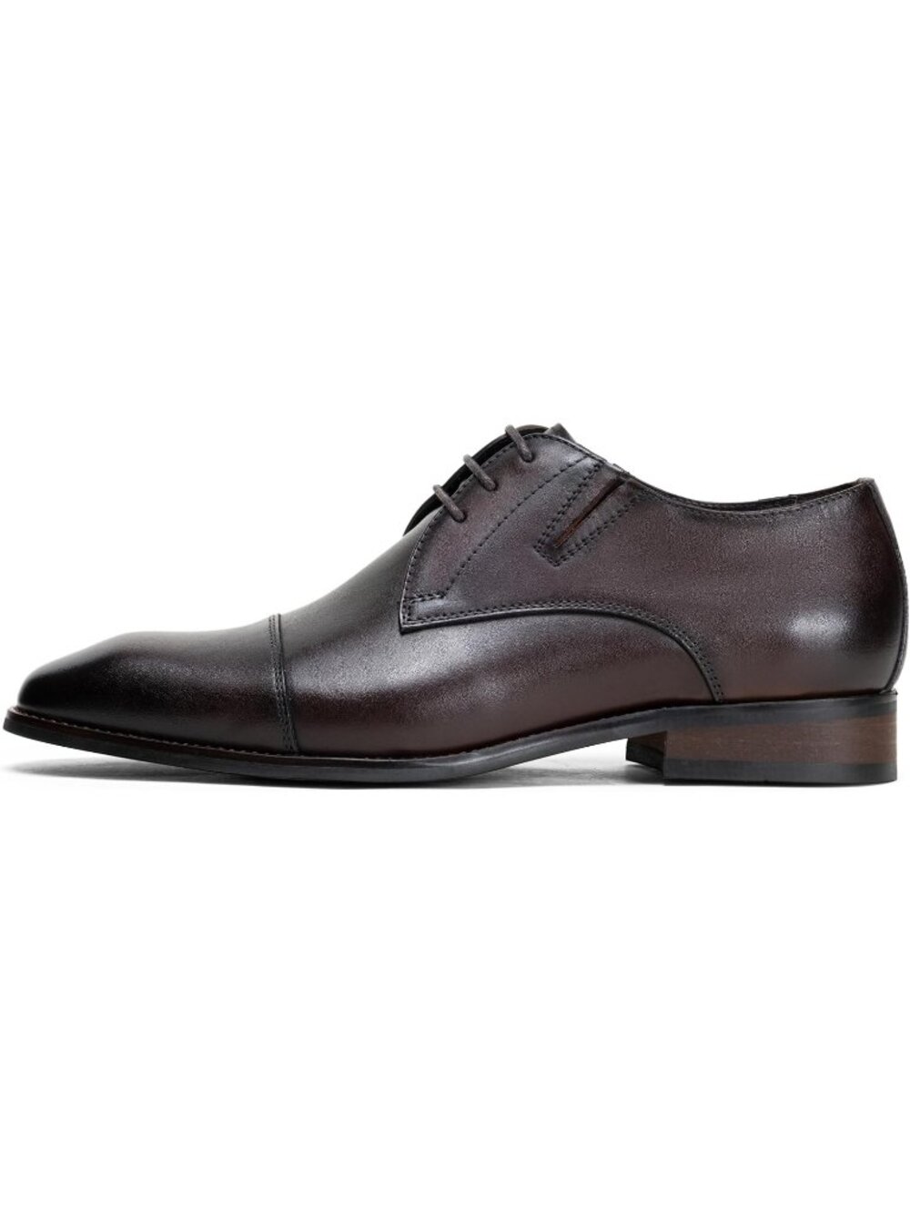 Men's Dark Brown Leather Cap Toe Formal Lace Up Business Oxford Dress Shoes
